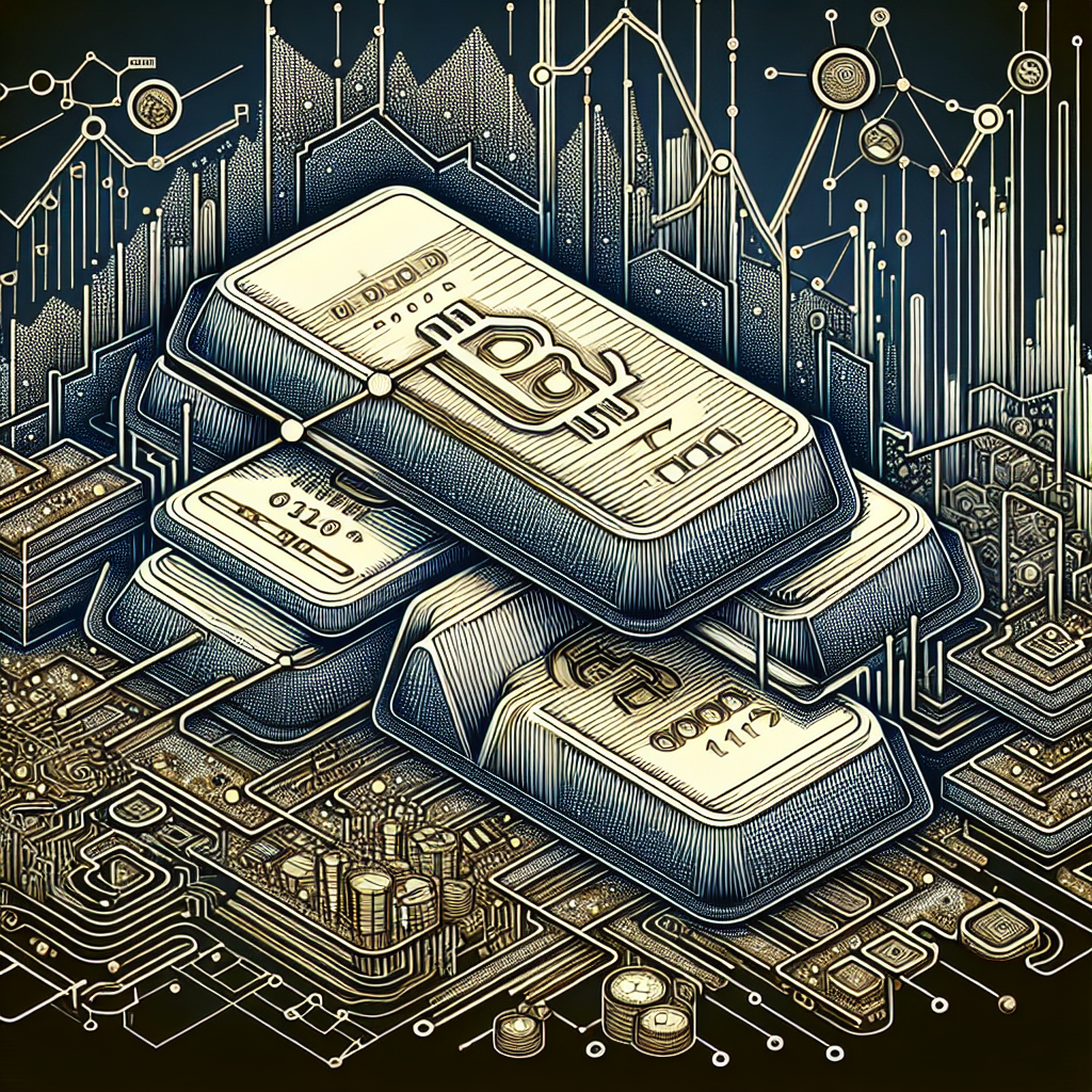 An intricate metallic-themed line art illustration showcasing various diversified algorithms symbolizing risk mitigation in precious metals trading, featuring stylized bullion bars, graphs, algorithms represented by interconnecting lines, and risk symbols like shields and locks.